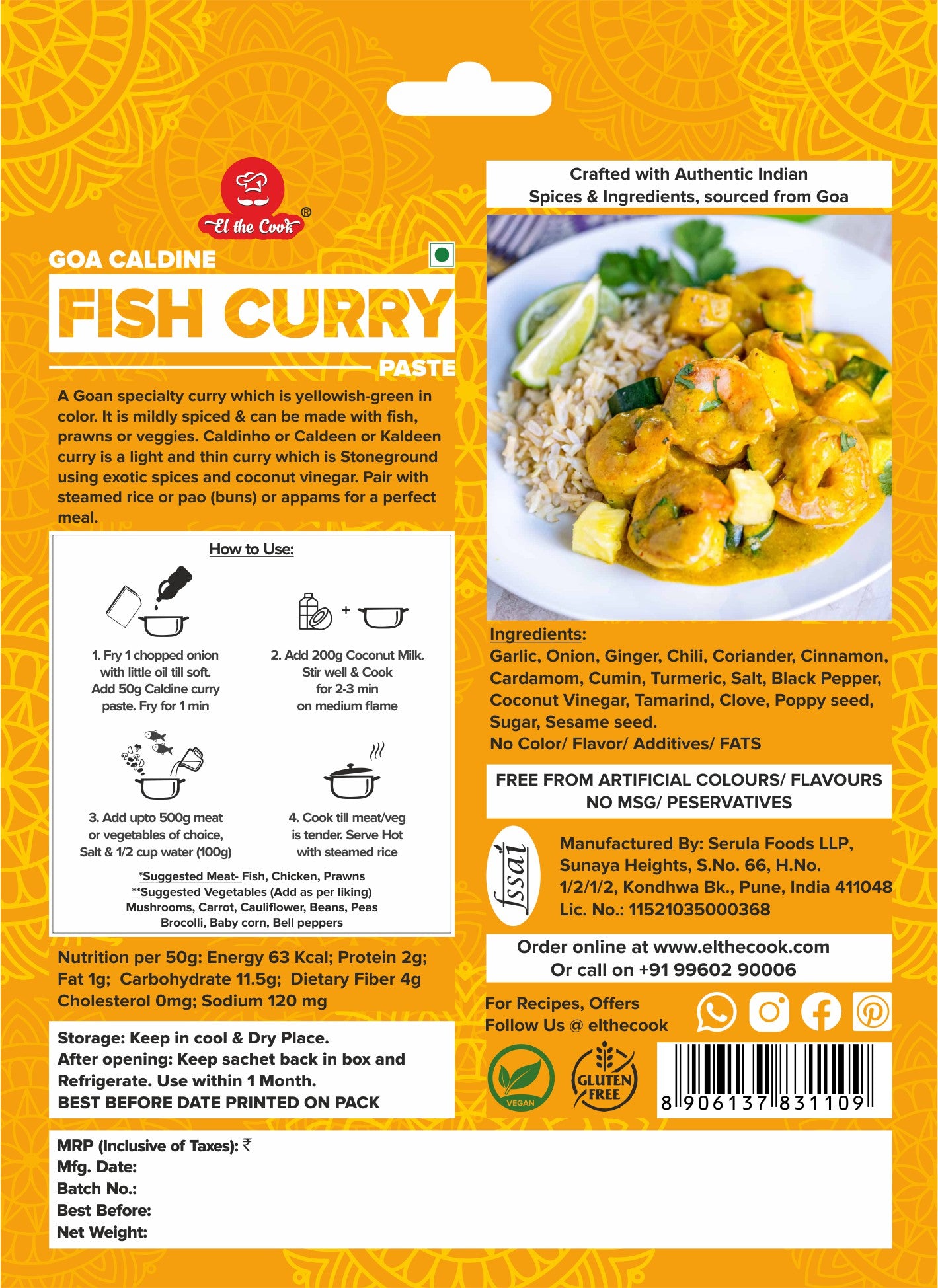 Goa Caldine Curry Paste 50g x 2 Pack